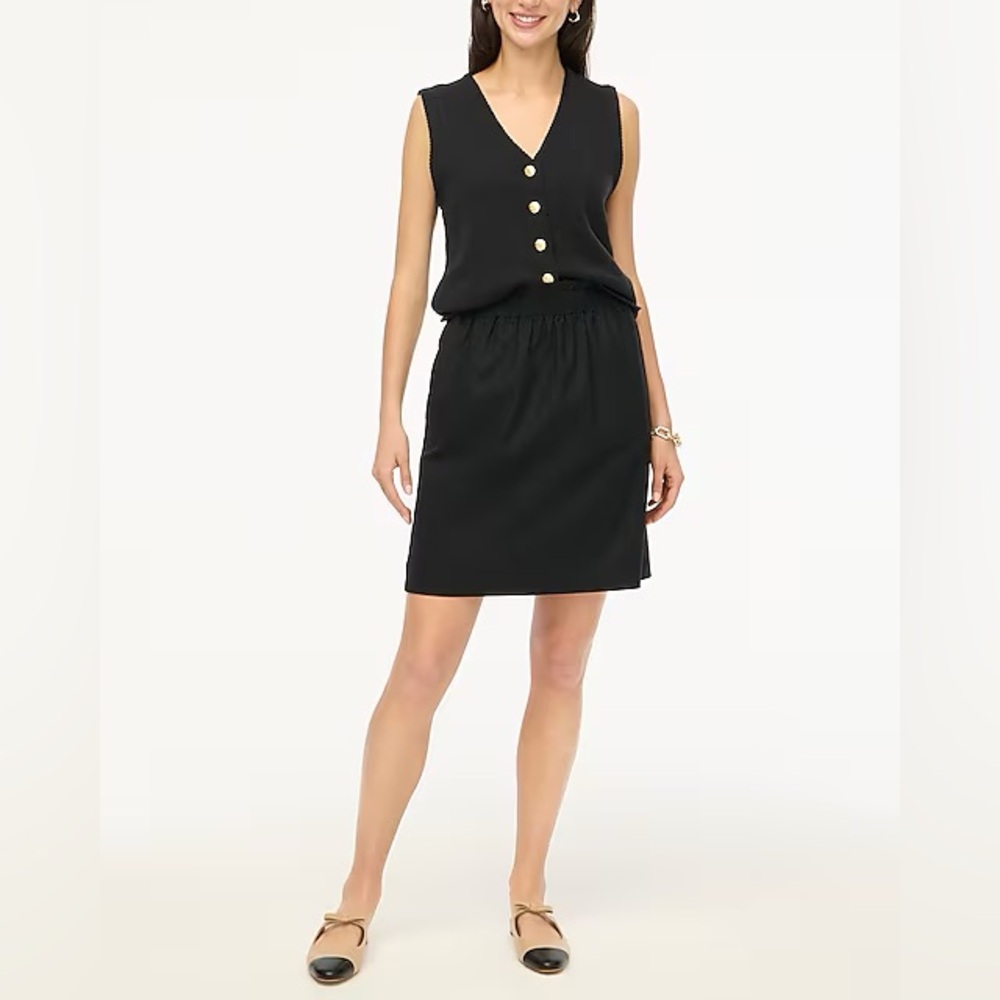 NEW J. Crew Black Linen-Cotton Blend Skirt Size 12